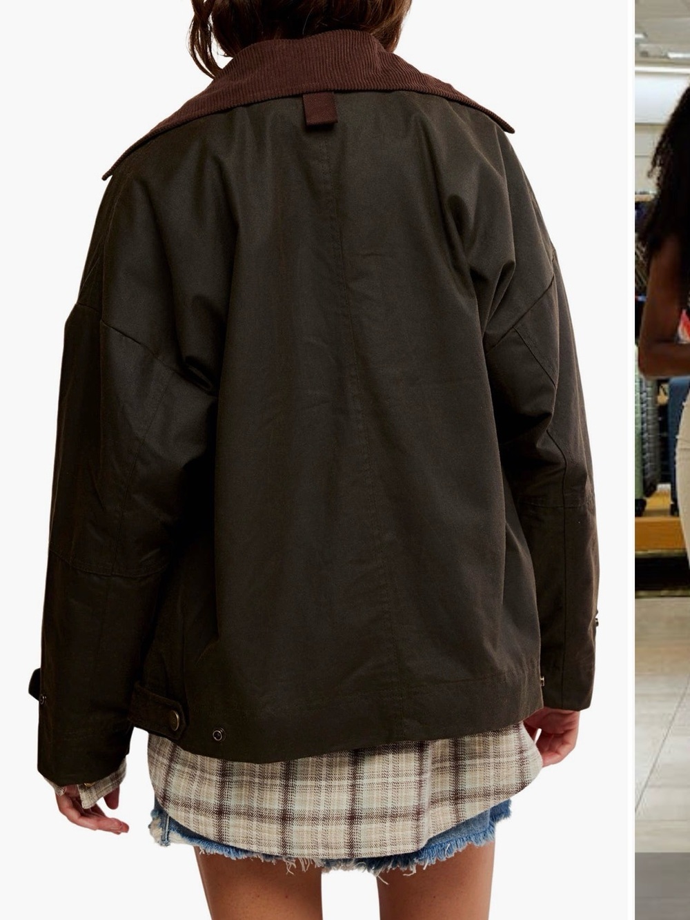 Free People x We the Free Cori Womens Olive Waxed Cotton Jacket XL Oversized - Picture 2 of 11